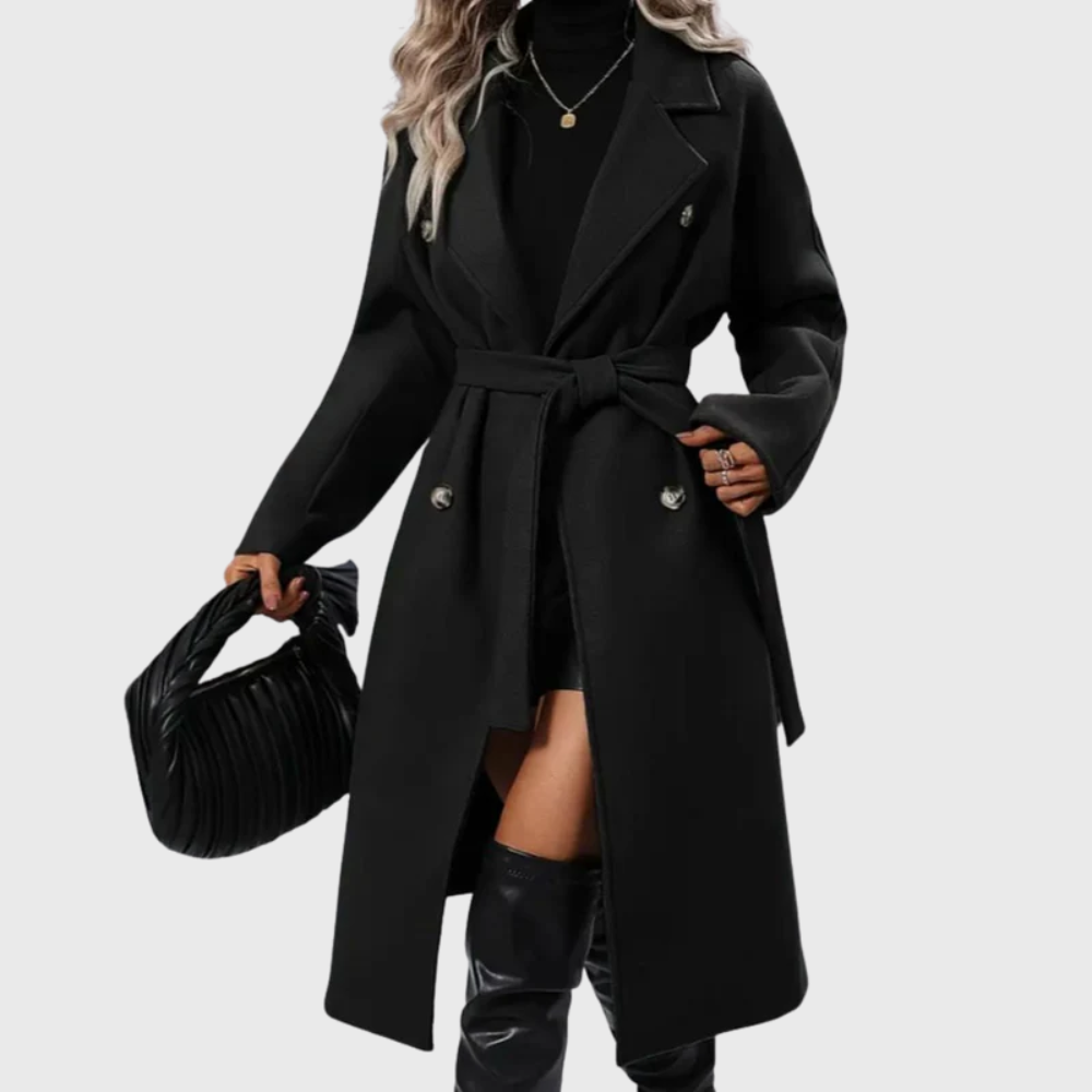 Women's Black Trench Coat | Insulated Longline Winter Coat