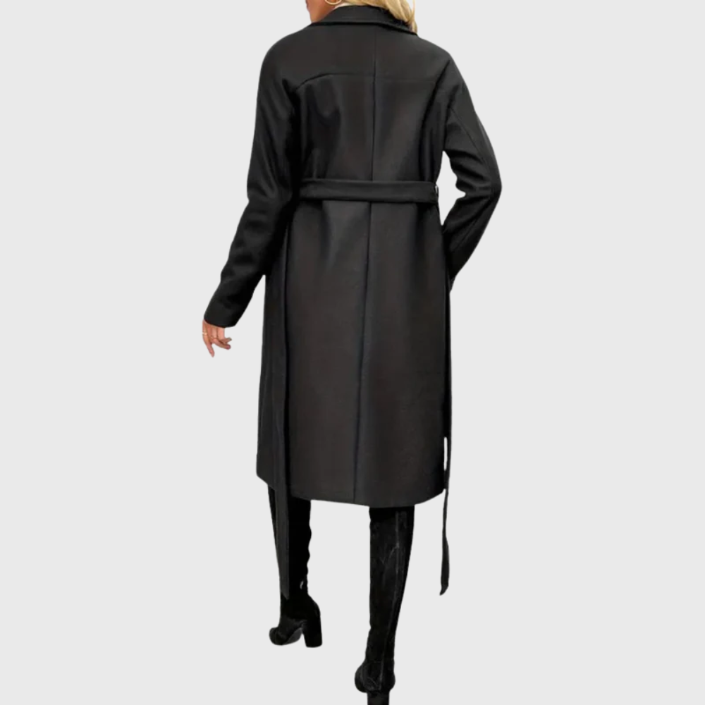 Women's Black Trench Coat | Insulated Longline Winter Coat