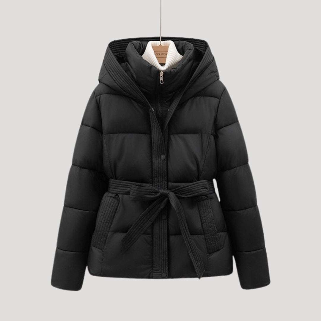 Women's Belted Puffer Jacket | Quilted With Detachable Hood