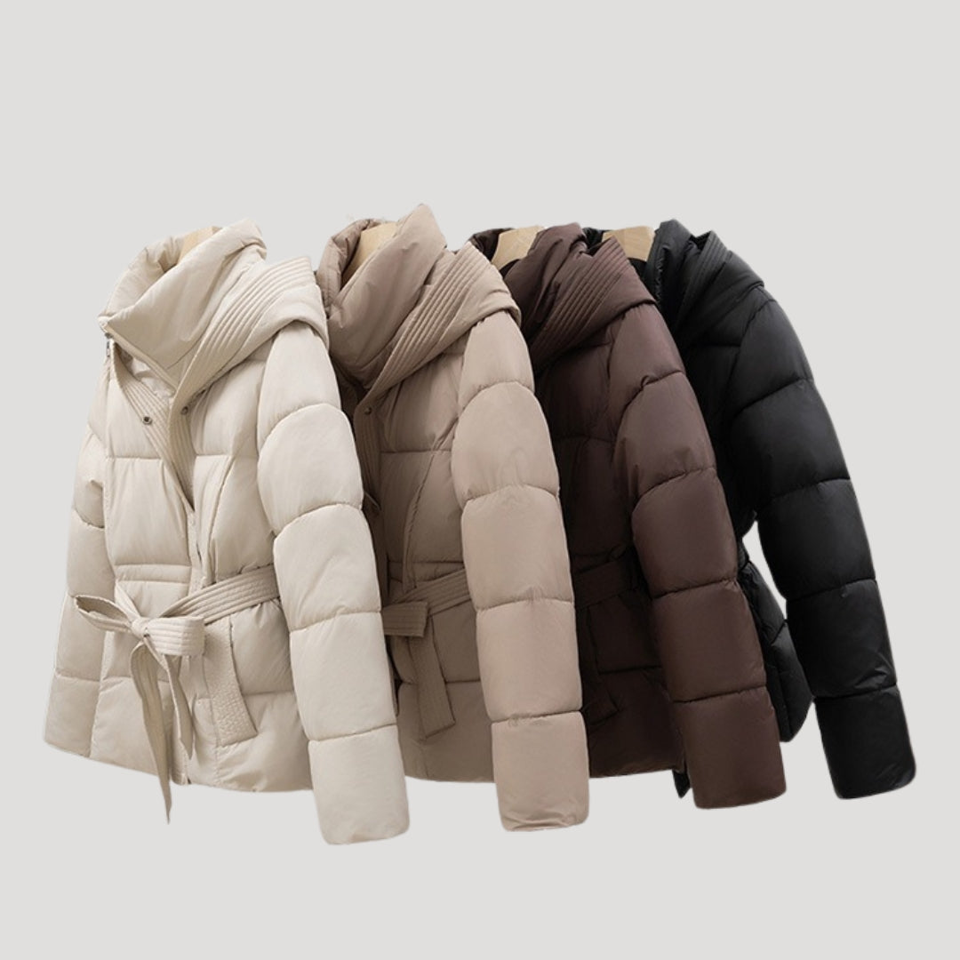 Women's Belted Puffer Jacket | Quilted With Detachable Hood
