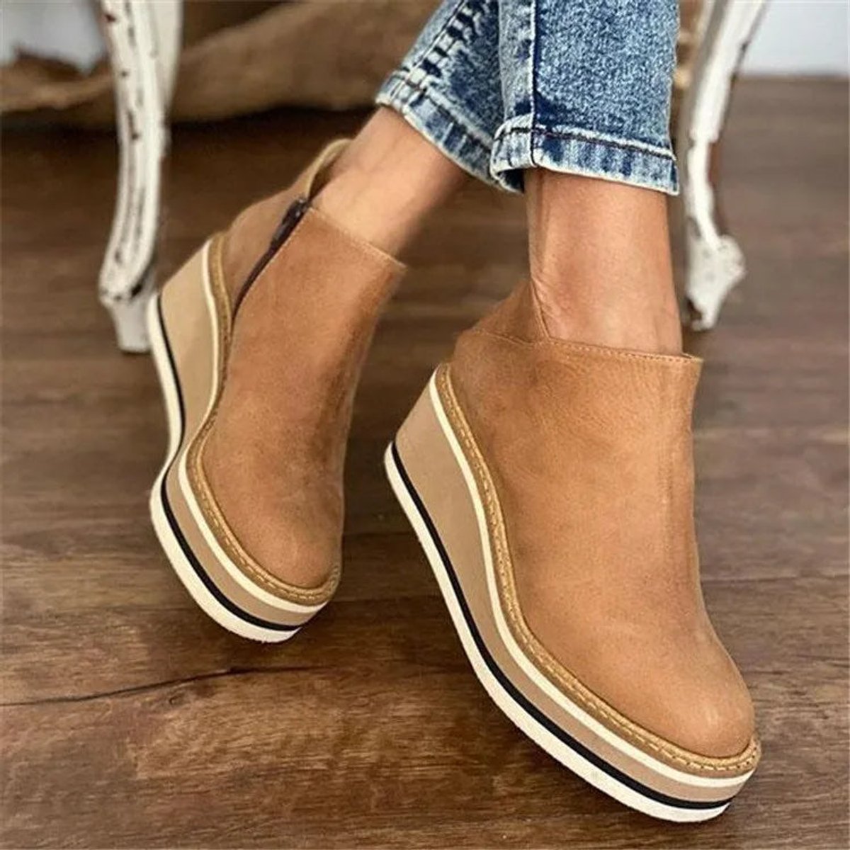 Women's Wedge Ankle Boots | Platform Sole With Side Zip