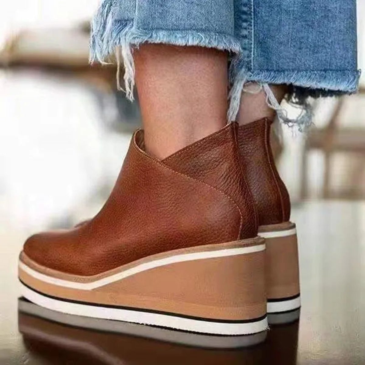Women's Wedge Ankle Boots | Platform Sole With Side Zip