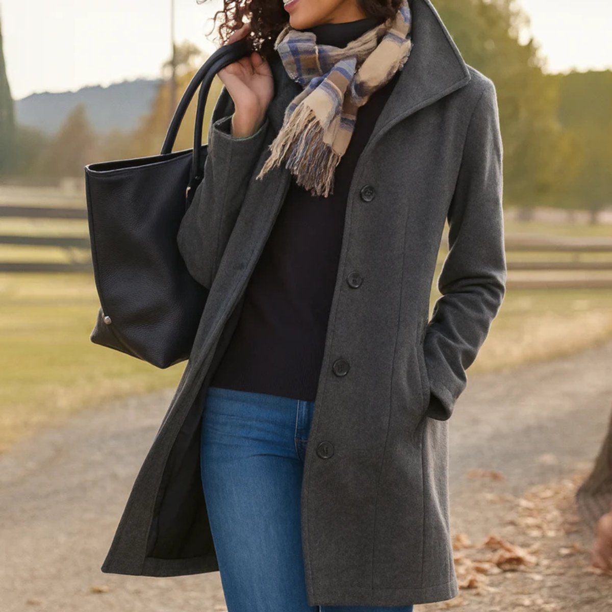Women's Winter Coat | Mid-Length With Structured Collar