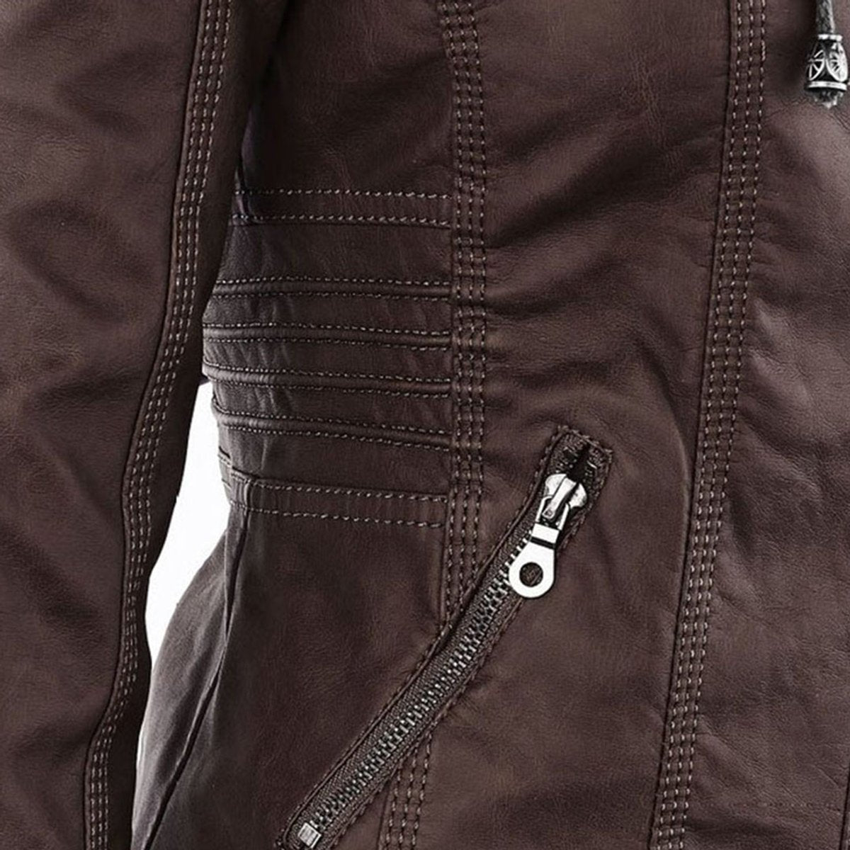 Women's Faux Leather Jacket | Hooded Biker Style With Zip