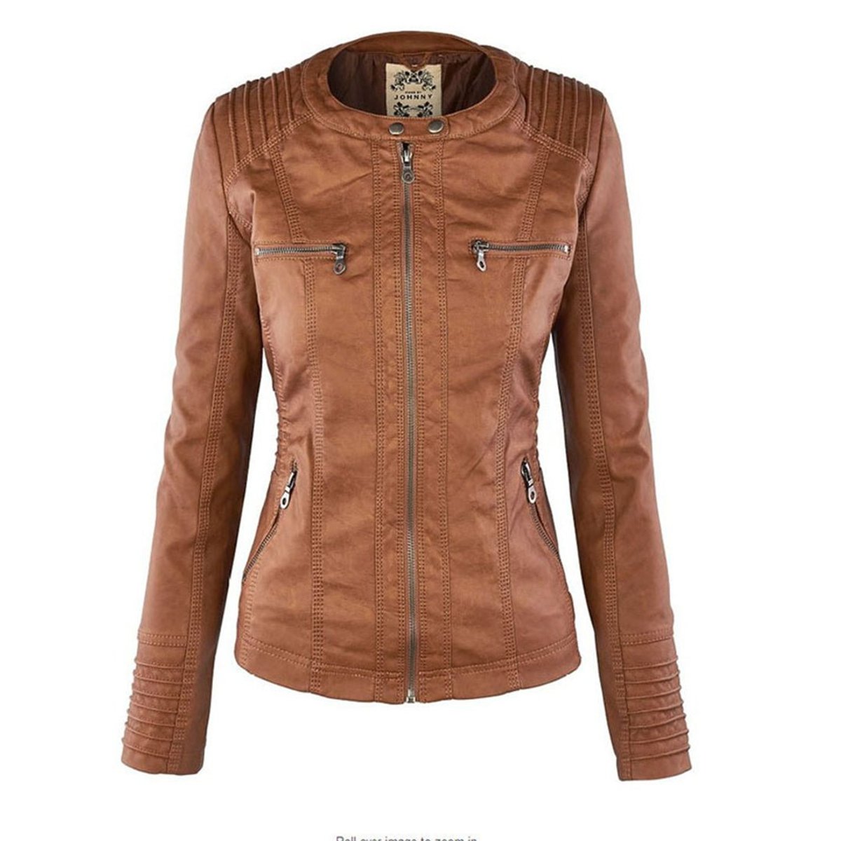Women's Faux Leather Jacket | Hooded Biker Style With Zip