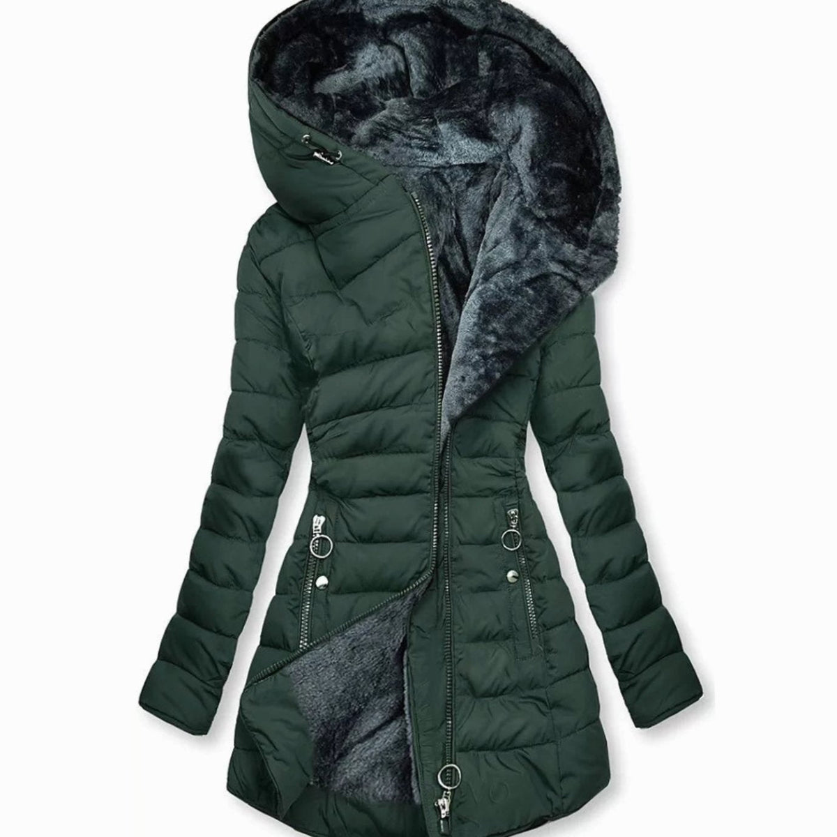 Women's Long Waterproof Puffer Jacket | Hooded Tailored Fit