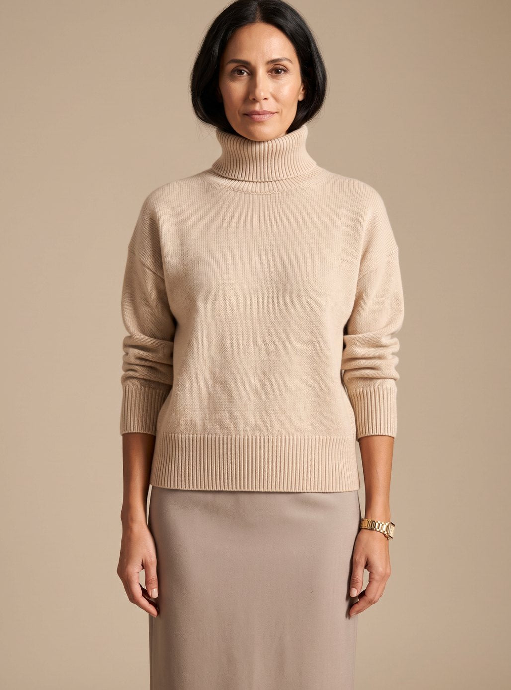 Women's Oversized Roll Neck Knit Jumper | Long Sleeve Turtleneck