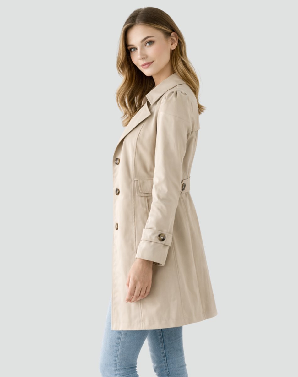Women's Trench Coat | Mid-Length Tailored With Lapel Collar