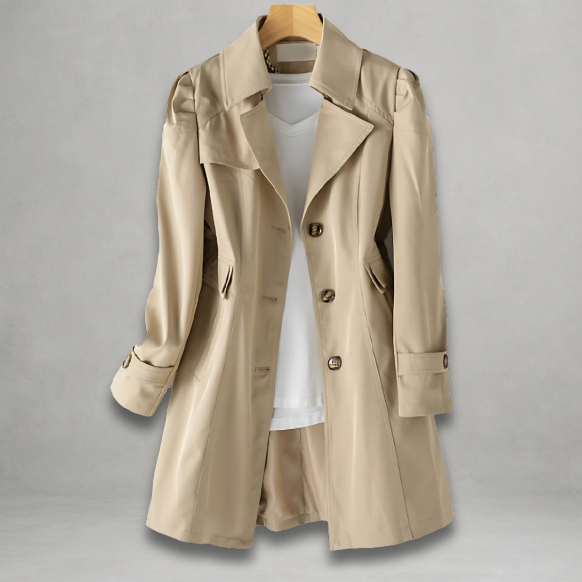 Women's Single-Breasted Trench Coat | Cotton-Nylon Blend