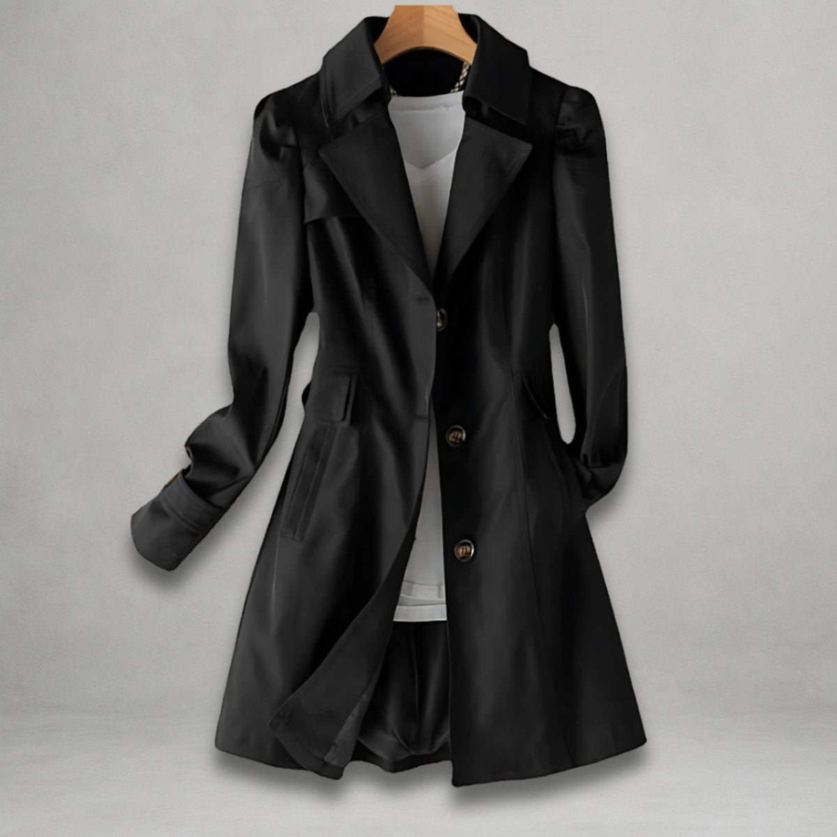 Women's Single-Breasted Trench Coat | Cotton-Nylon Blend