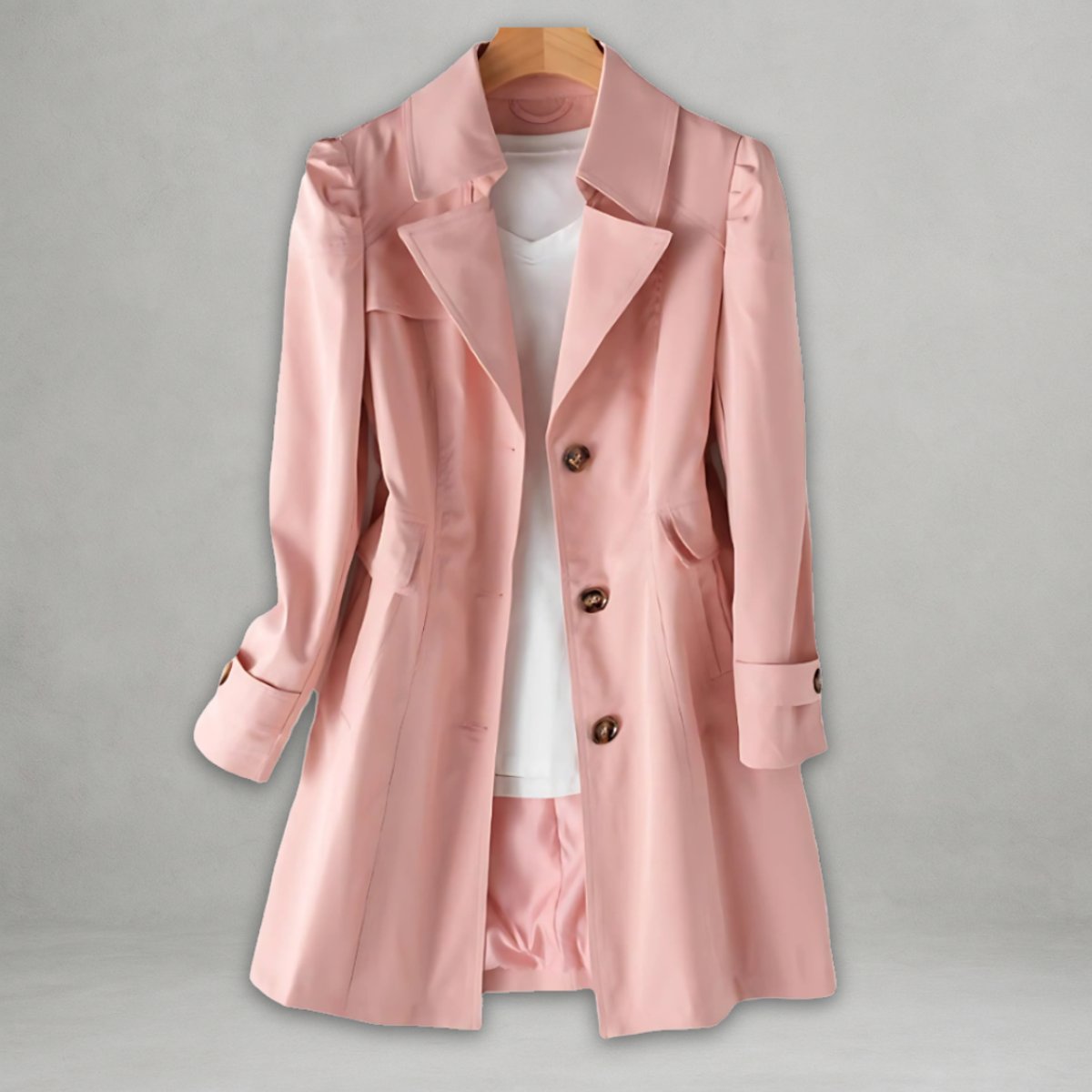 Women's Single-Breasted Trench Coat | Cotton-Nylon Blend