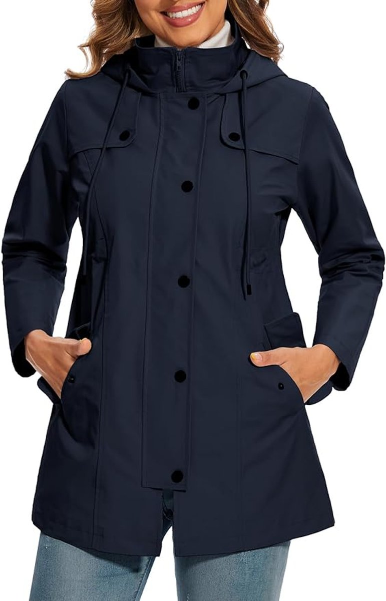 Women's Waterproof Hooded Coat | Checked Fleece-Lined Raincoat