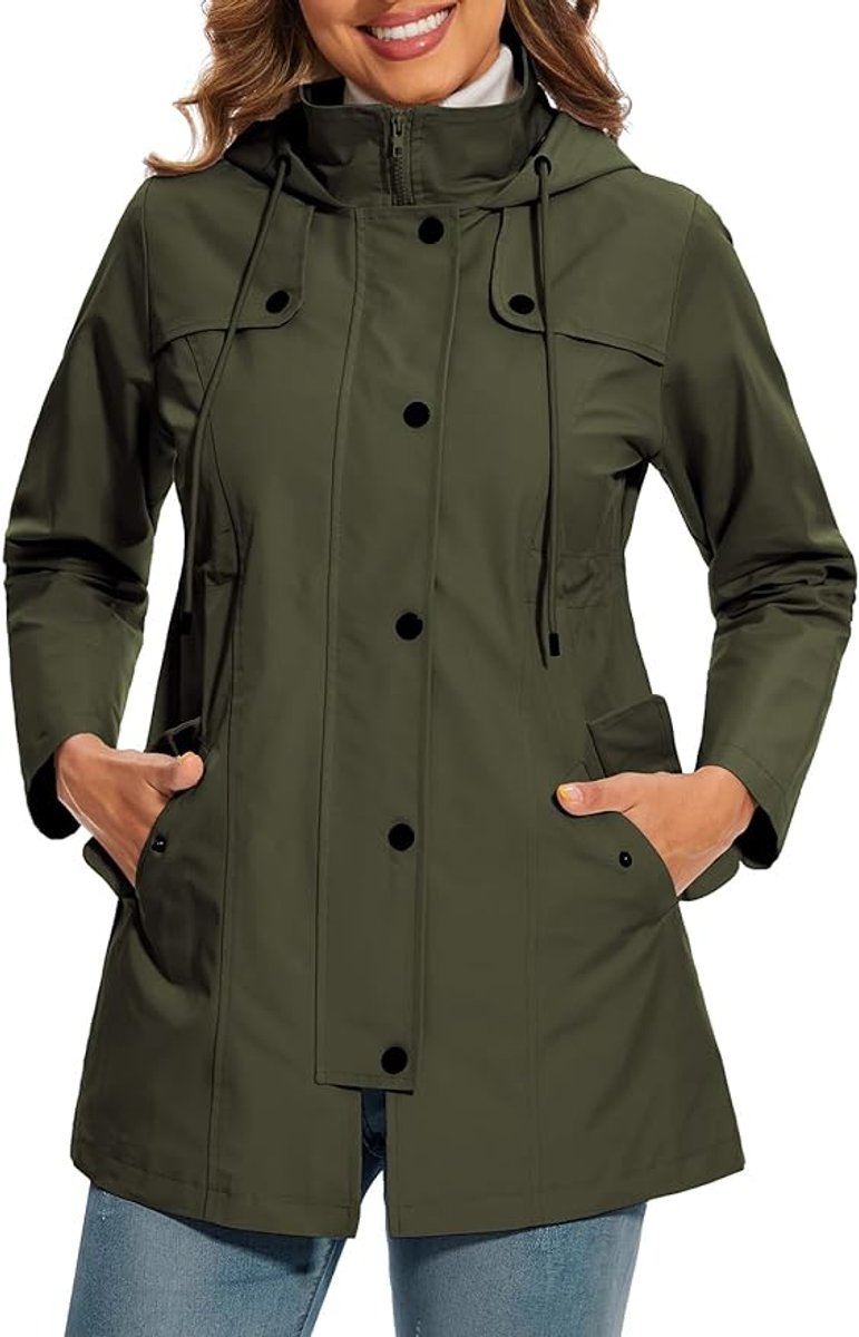 Women's Waterproof Hooded Coat | Checked Fleece-Lined Raincoat