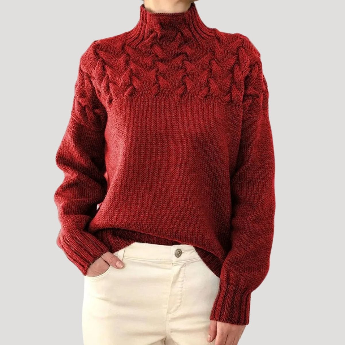 Women's Cable Knit Roll Neck Jumper | Relaxed Fit