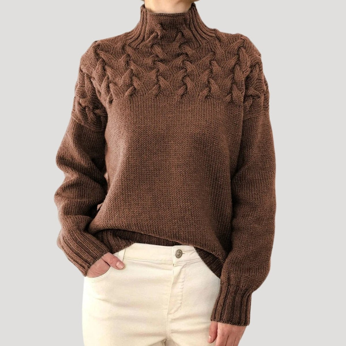 Women's Cable Knit Roll Neck Jumper | Relaxed Fit