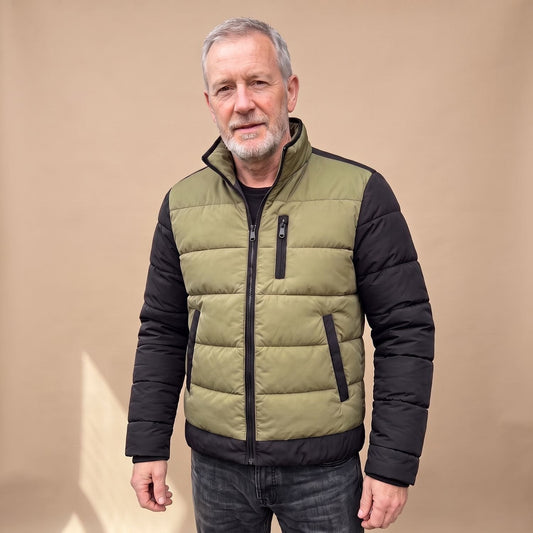Men's Puffer Jacket | Lightweight Two-Tone Without Hood
