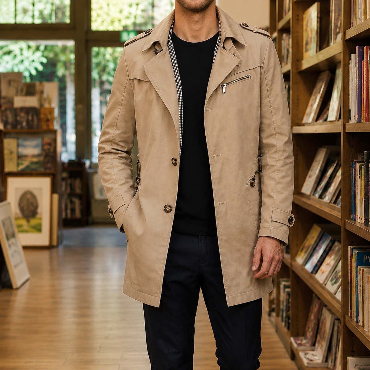 Men's Trench Coat | Button-Front Notched Lapel | Thaddeus