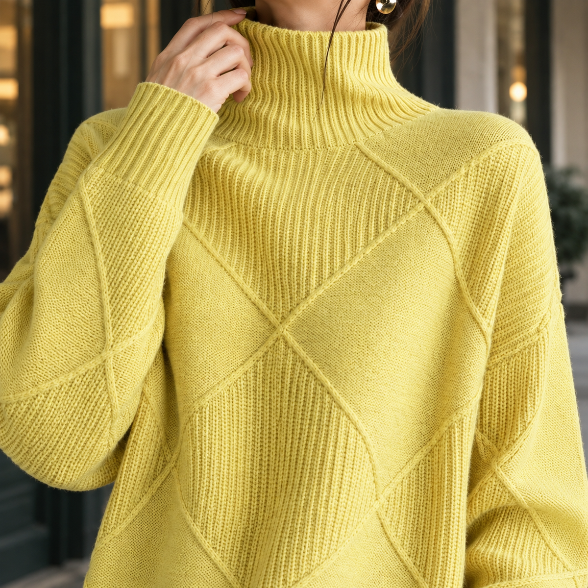 Women's Textured Roll Neck Jumper | Ribbed Knit | Scarlett
