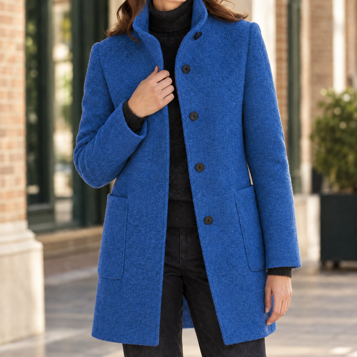 Women's Wool Blend Coat | Stand Collar | Ashley-Skye