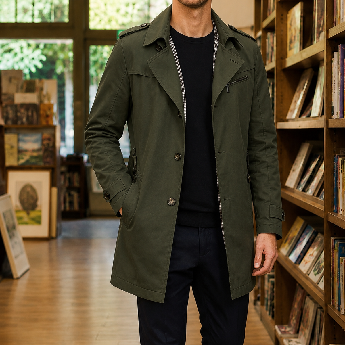 Men's Trench Coat | Button-Front Notched Lapel | Thaddeus
