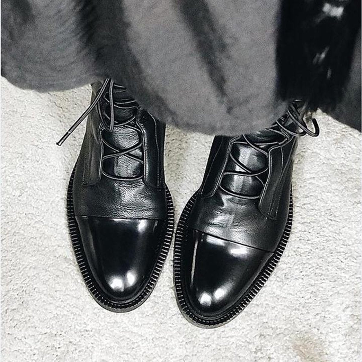 Women's Vintage Lace-Up Ankle Boots | PU With Rubber Sole