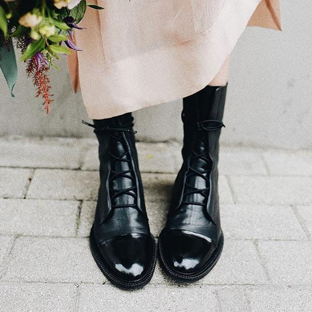 Women's Vintage Lace-Up Ankle Boots | PU With Rubber Sole