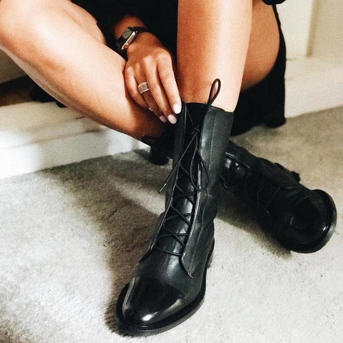 Women's Vintage Lace-Up Ankle Boots | PU With Rubber Sole