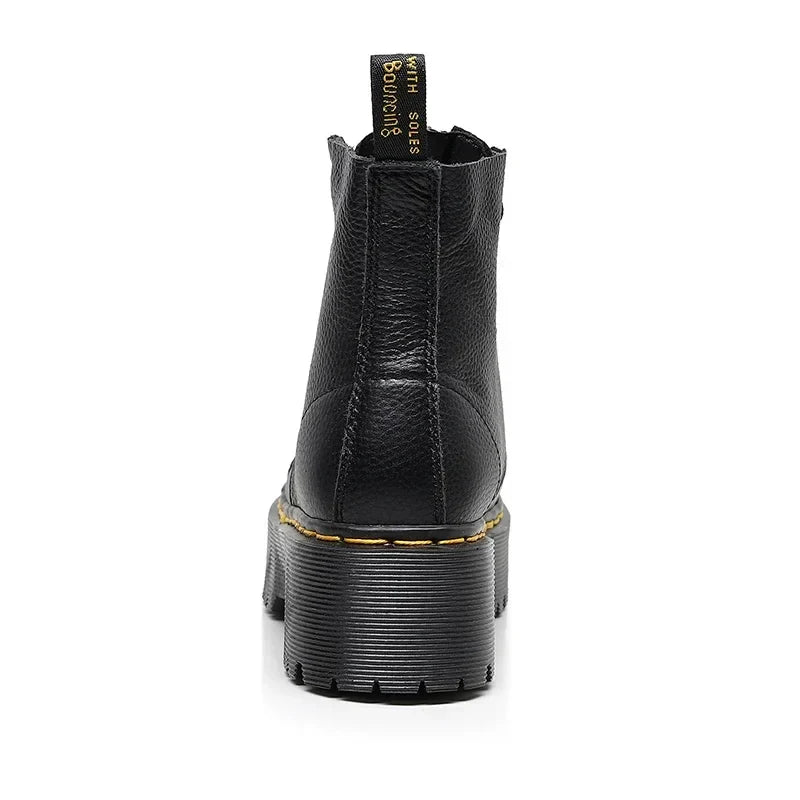 Women's Black Ankle Boots | Chunky Thick Sole | Franziska