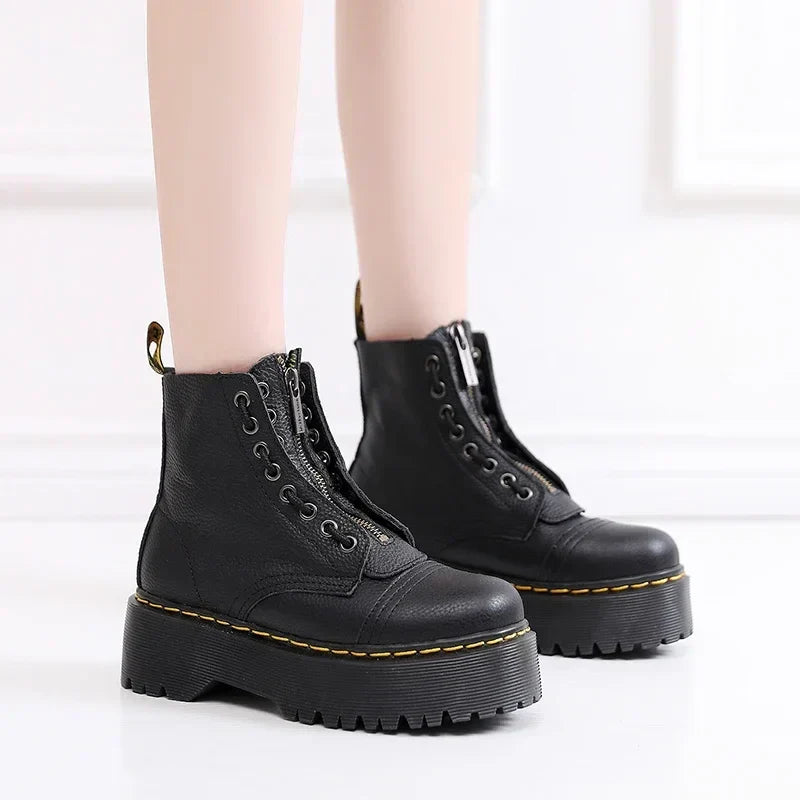 Women's Black Ankle Boots | Chunky Thick Sole | Franziska