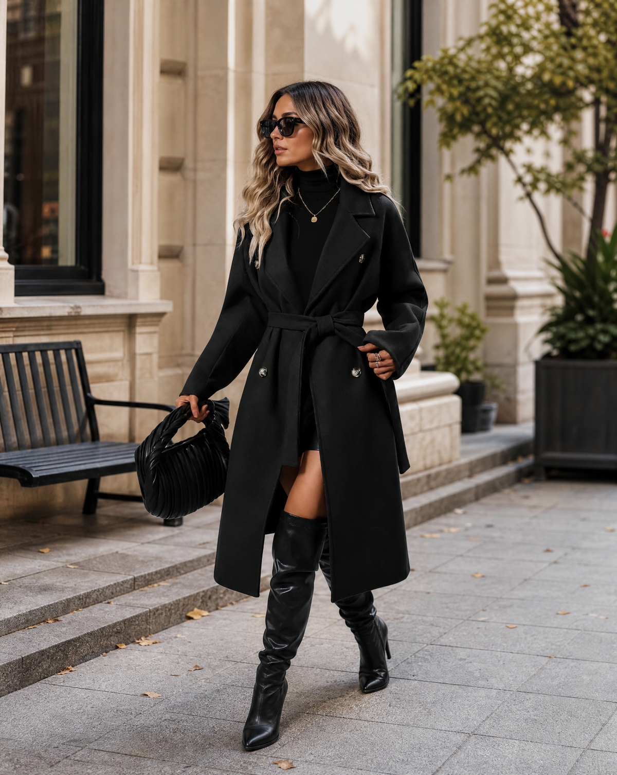 Women's Black Trench Coat | Insulated Longline Winter Coat