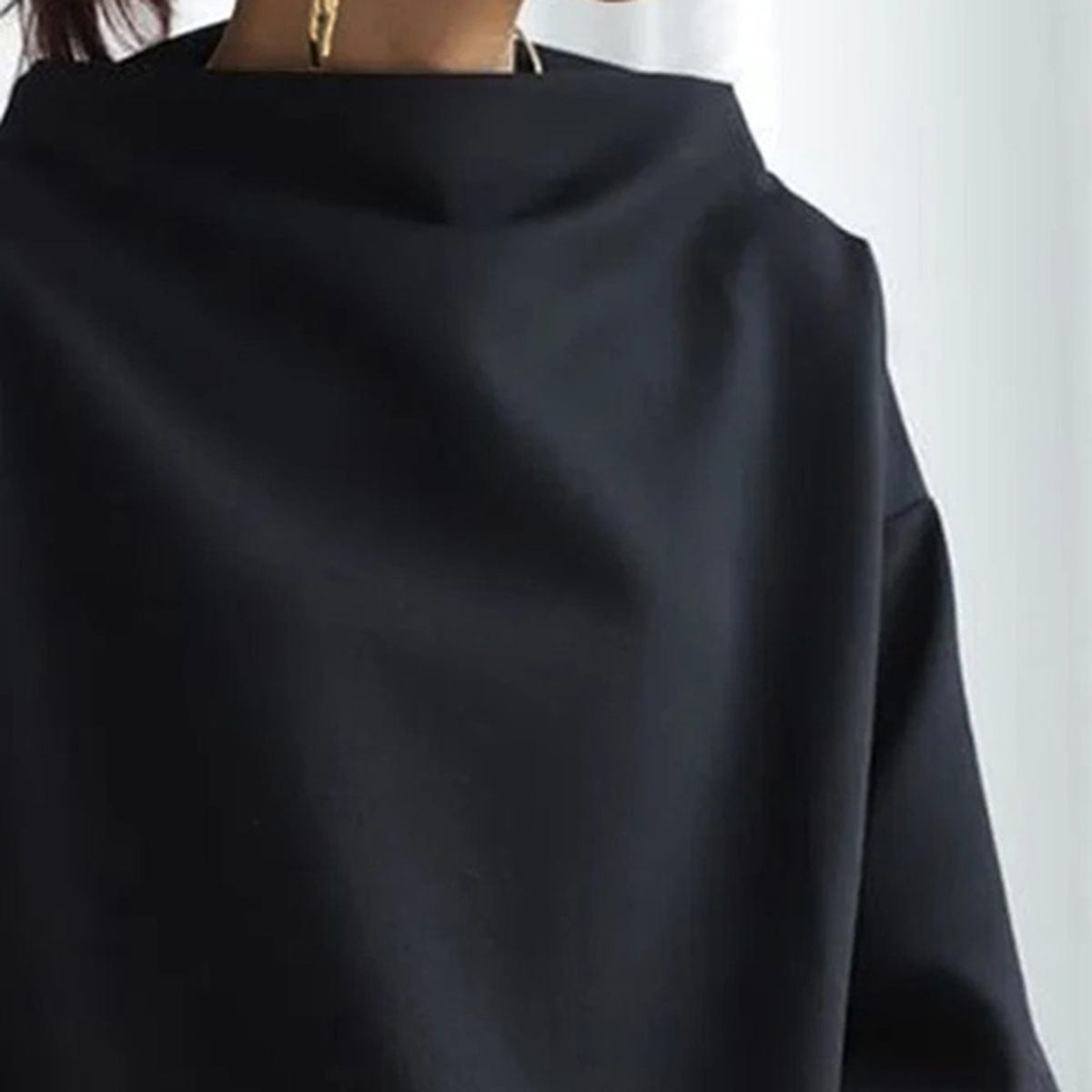 Women's High Neck Knit Top | Relaxed Draped Fit
