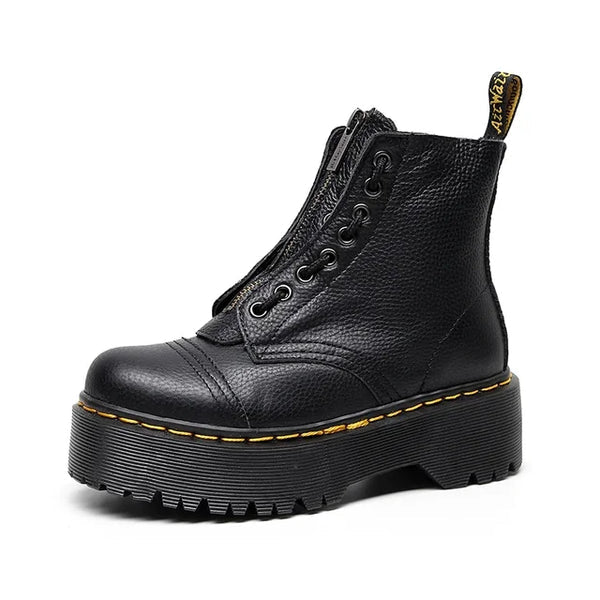 Women's Black Ankle Boots | Chunky Thick Sole | Franziska