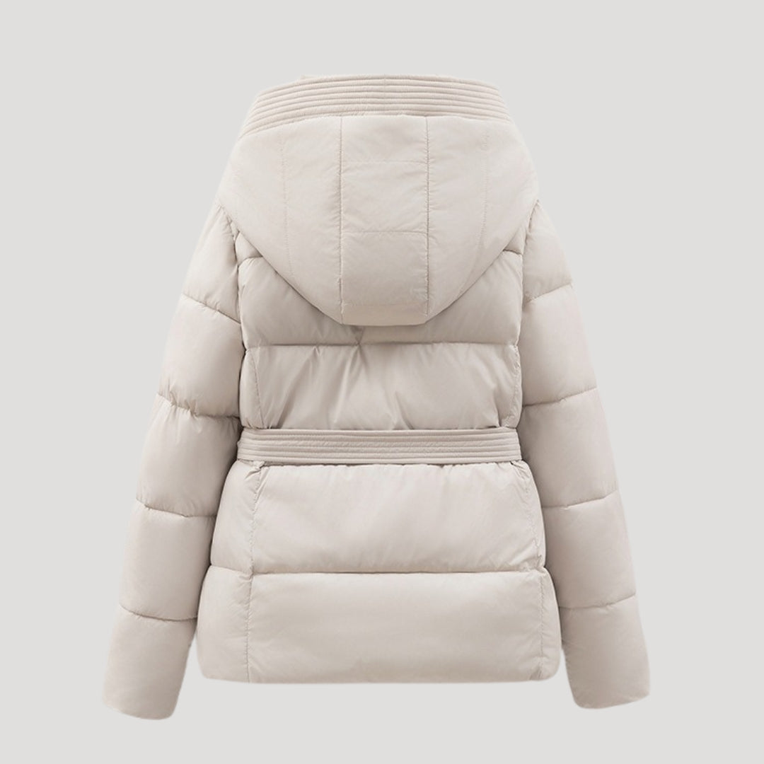 Women's Belted Puffer Jacket | Quilted With Detachable Hood