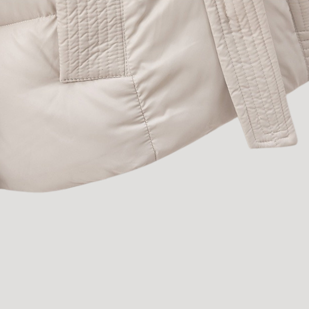 Women's Belted Puffer Jacket | Quilted With Detachable Hood