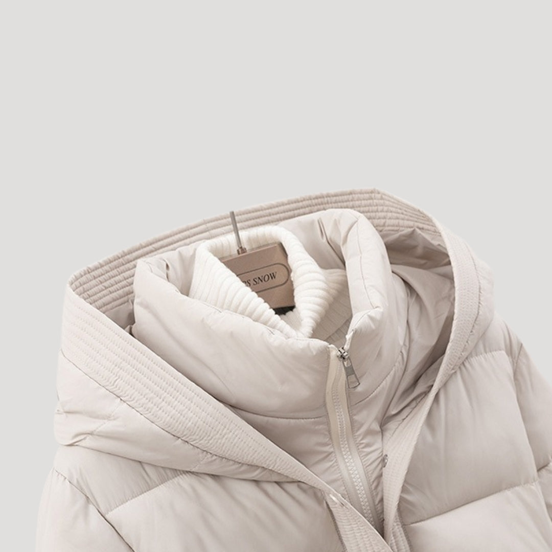Women's Belted Puffer Jacket | Quilted With Detachable Hood
