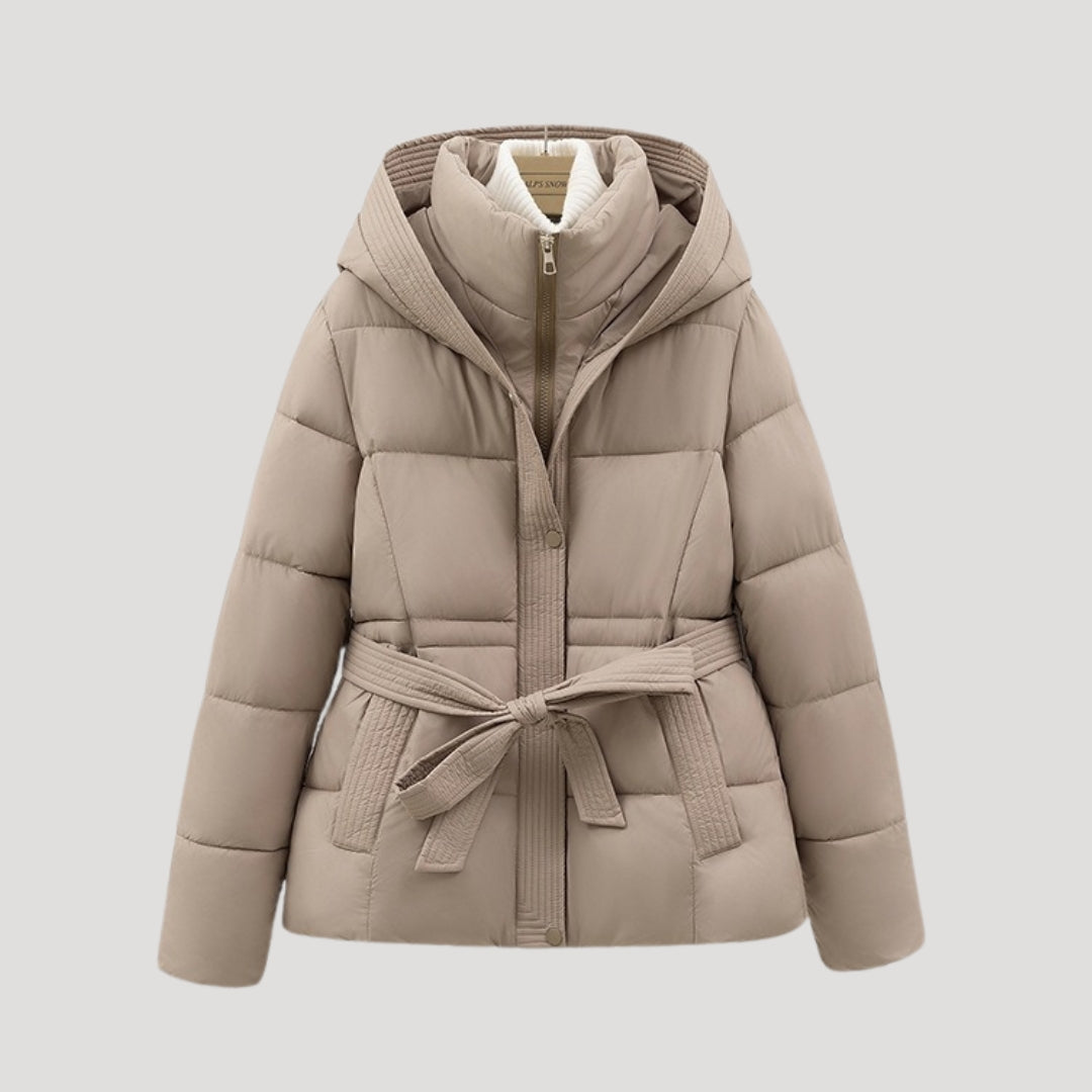 Women's Belted Puffer Jacket | Quilted With Detachable Hood
