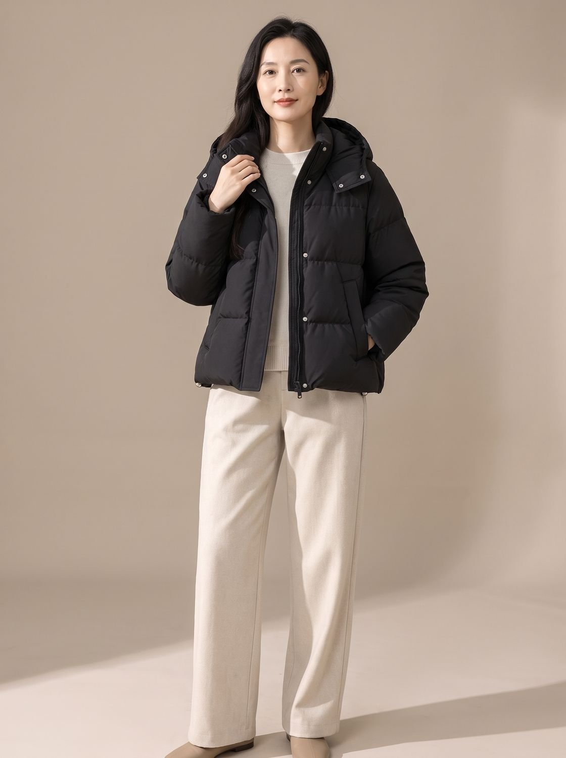 Women's Hooded Puffer Jacket | Quilted Down-Filled Waist-Length