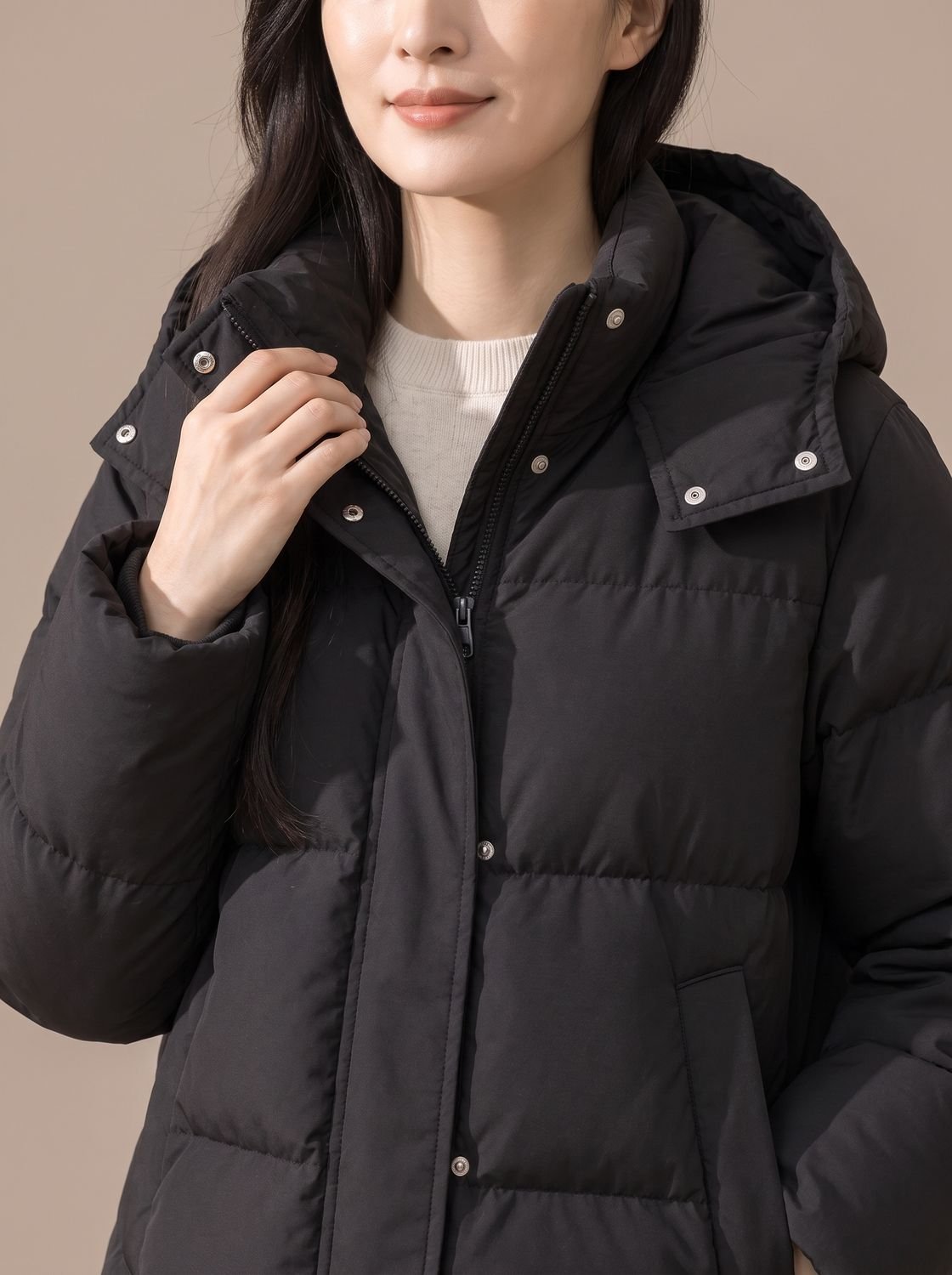Women's Hooded Puffer Jacket | Quilted Down-Filled Waist-Length