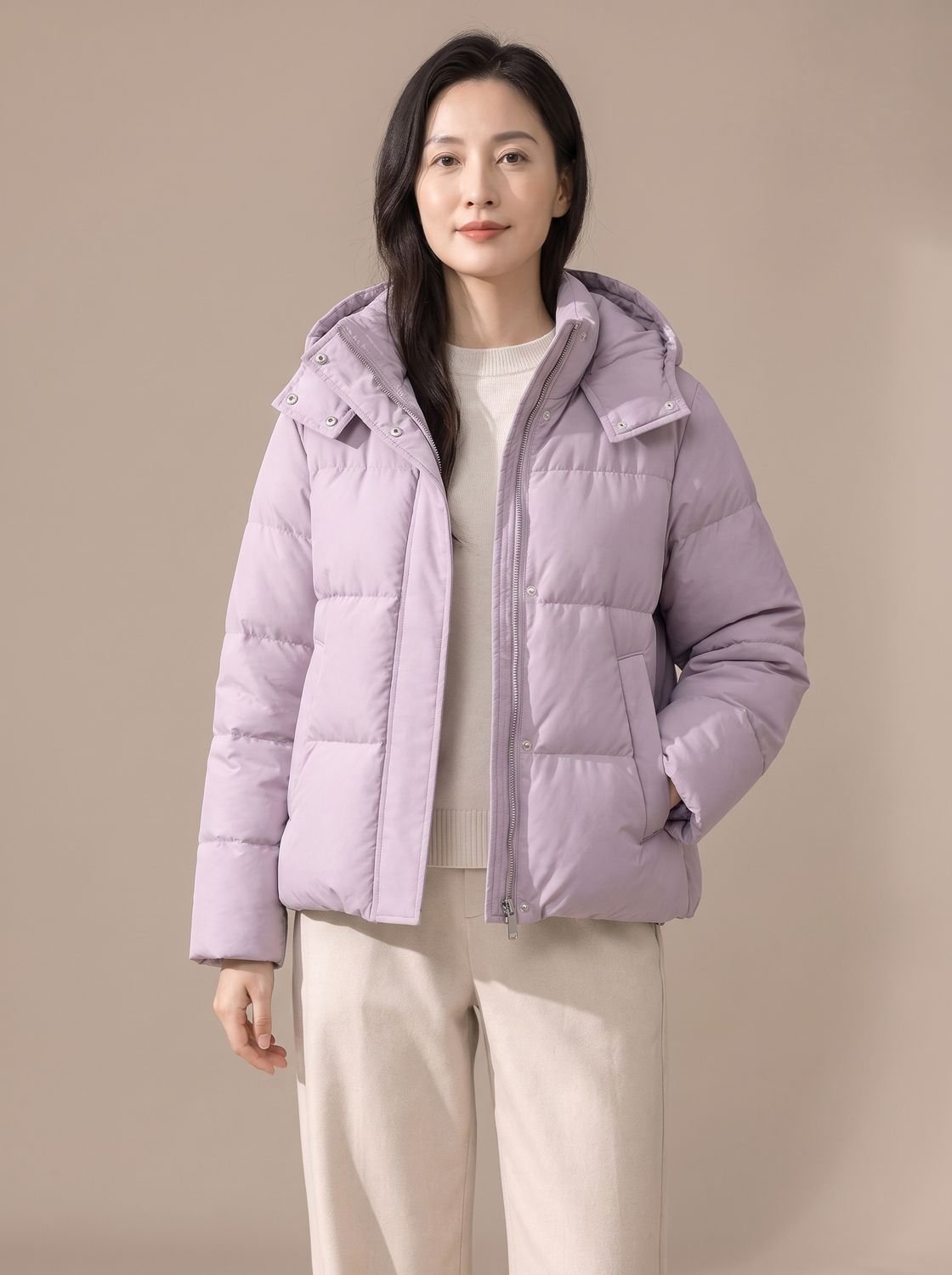 Women's Hooded Puffer Jacket | Quilted Down-Filled Waist-Length