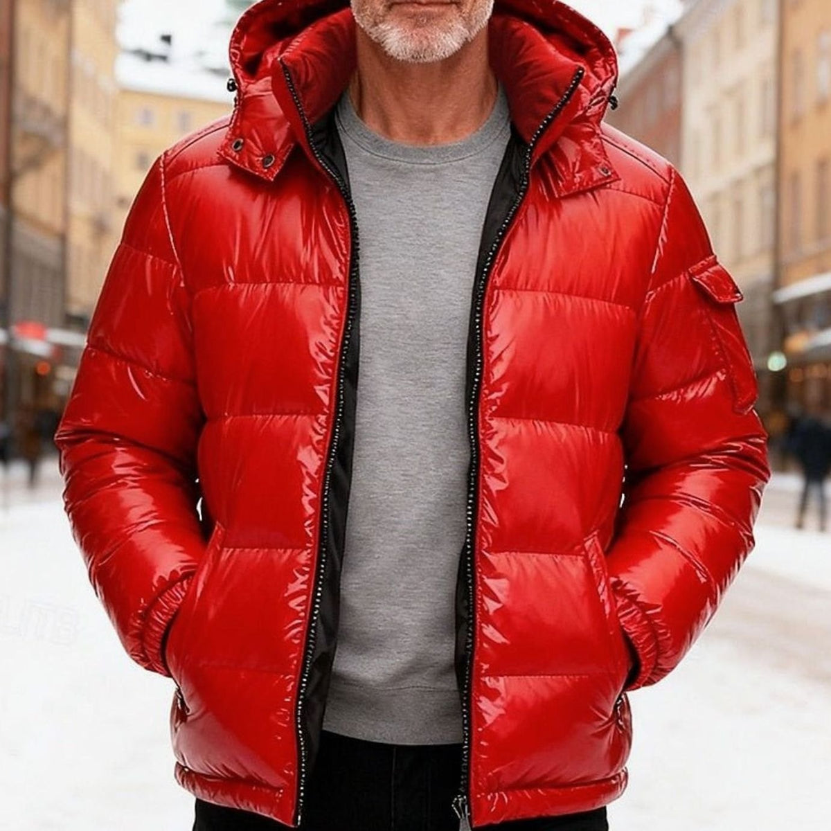 Men's Puffer Jacket | Quilted Hooded Winter Coat With Zip