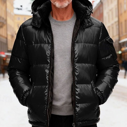 Men's Puffer Jacket | Quilted Hooded Winter Coat With Zip