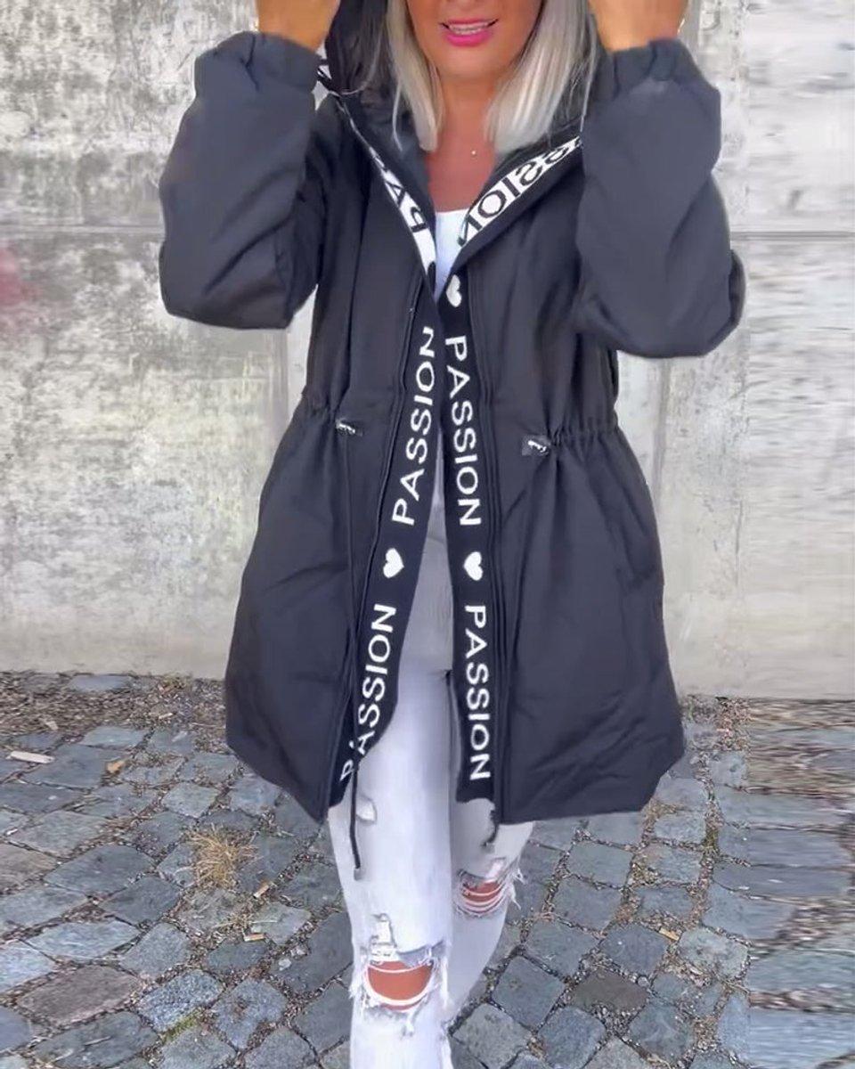 Women's Hooded Winter Coat | Mid-Length With Drawstring Waist