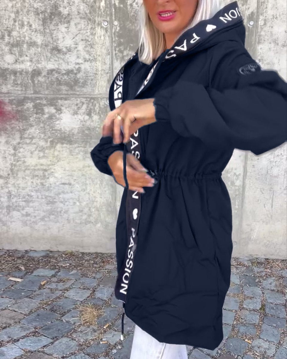 Women's Hooded Winter Coat | Mid-Length With Drawstring Waist