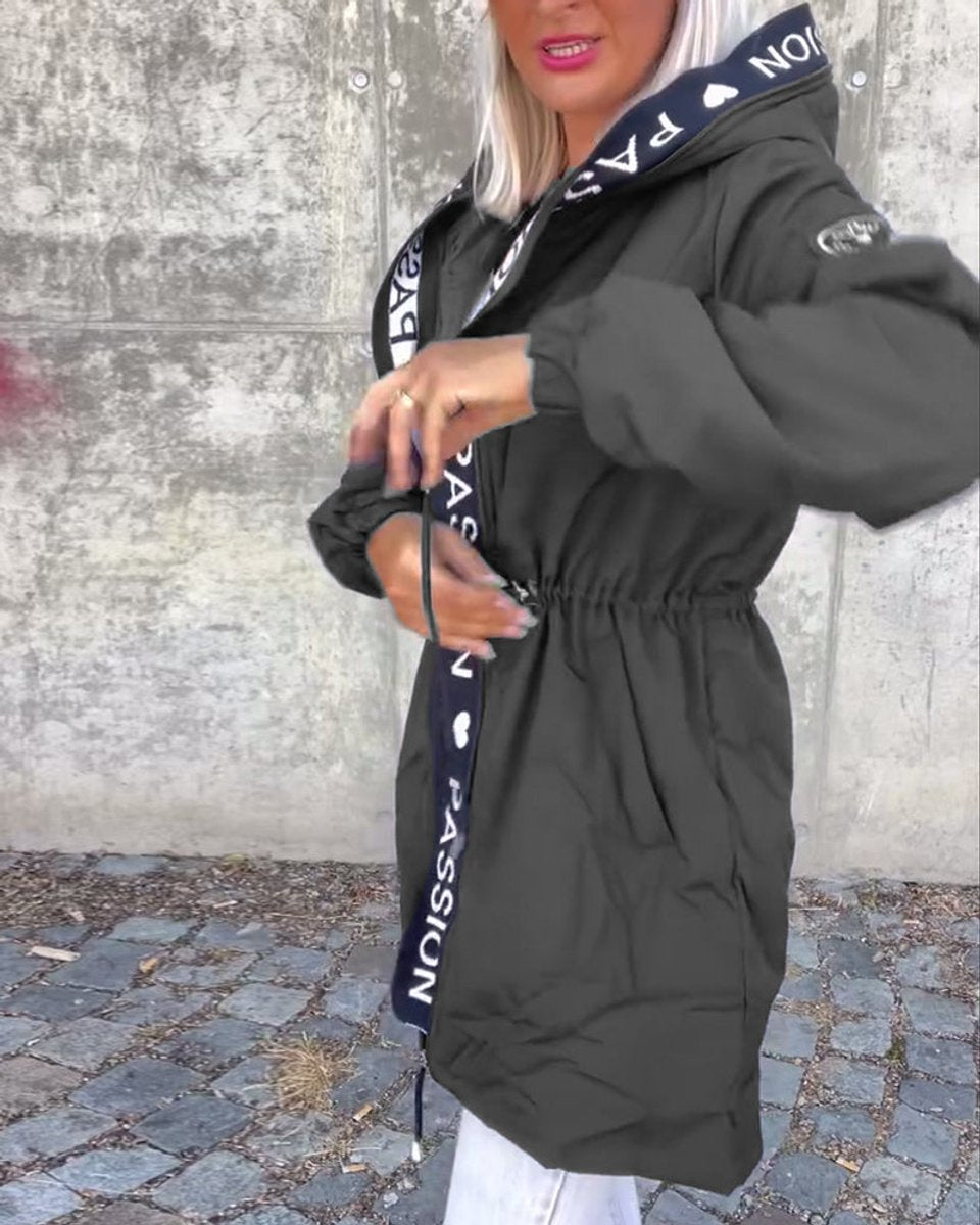Women's Hooded Winter Coat | Mid-Length With Drawstring Waist