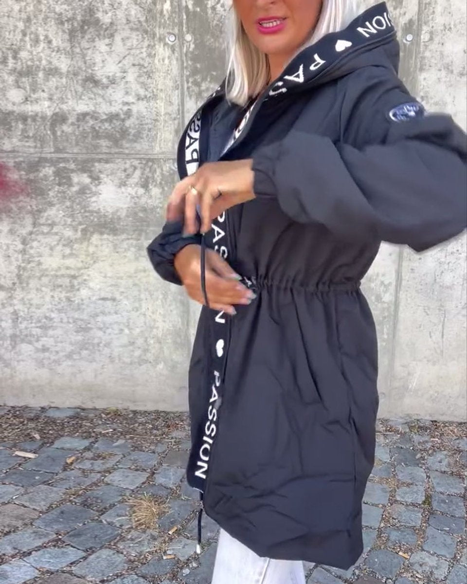 Women's Hooded Winter Coat | Mid-Length With Drawstring Waist