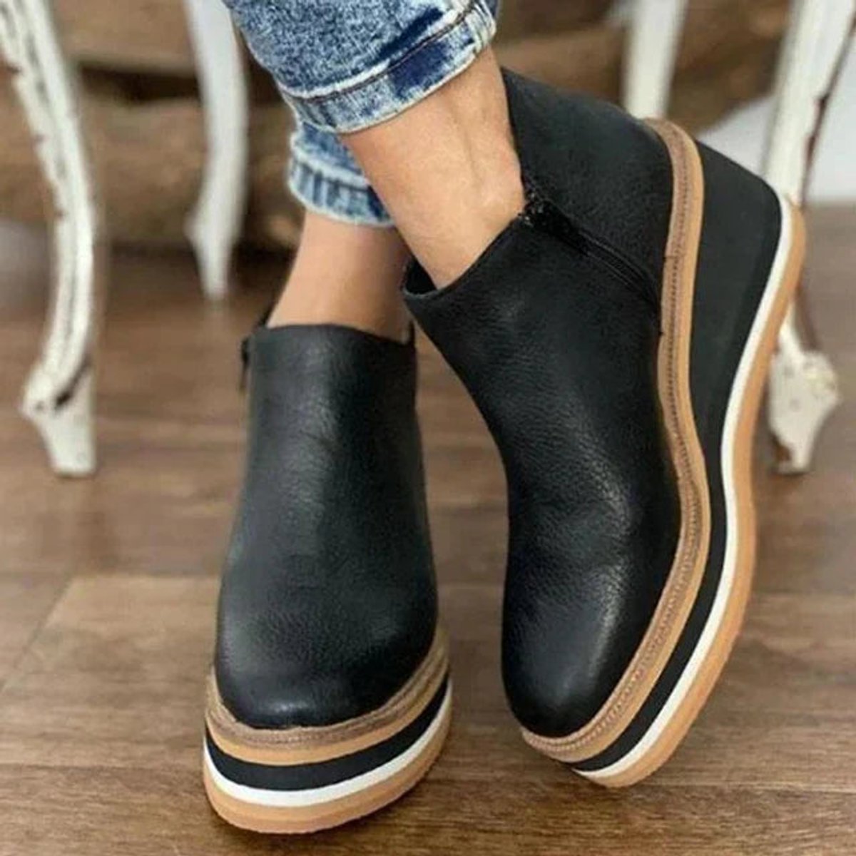 Women's Wedge Ankle Boots | Platform Sole With Side Zip
