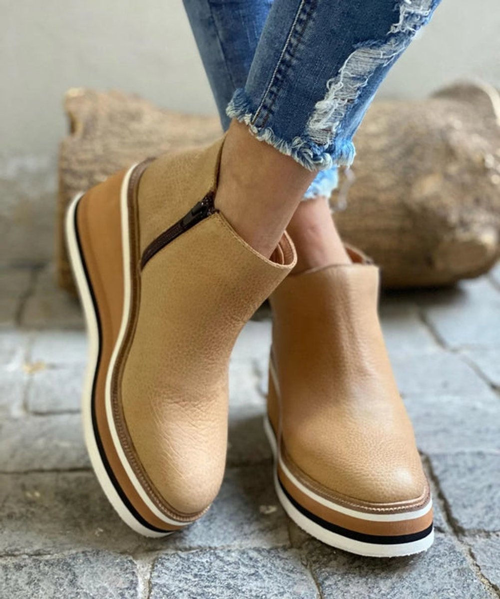Women's Wedge Ankle Boots | Platform Sole With Side Zip
