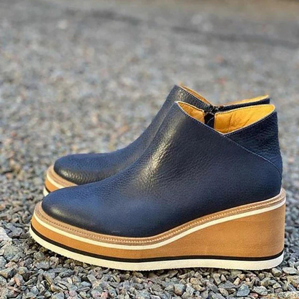 Women's Wedge Ankle Boots | Platform Sole With Side Zip