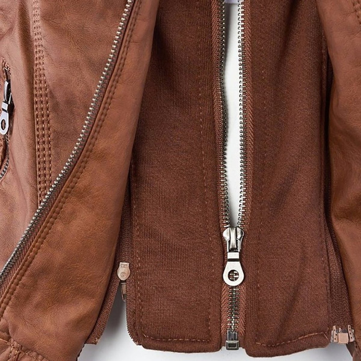 Women's Faux Leather Jacket | Hooded Biker Style With Zip