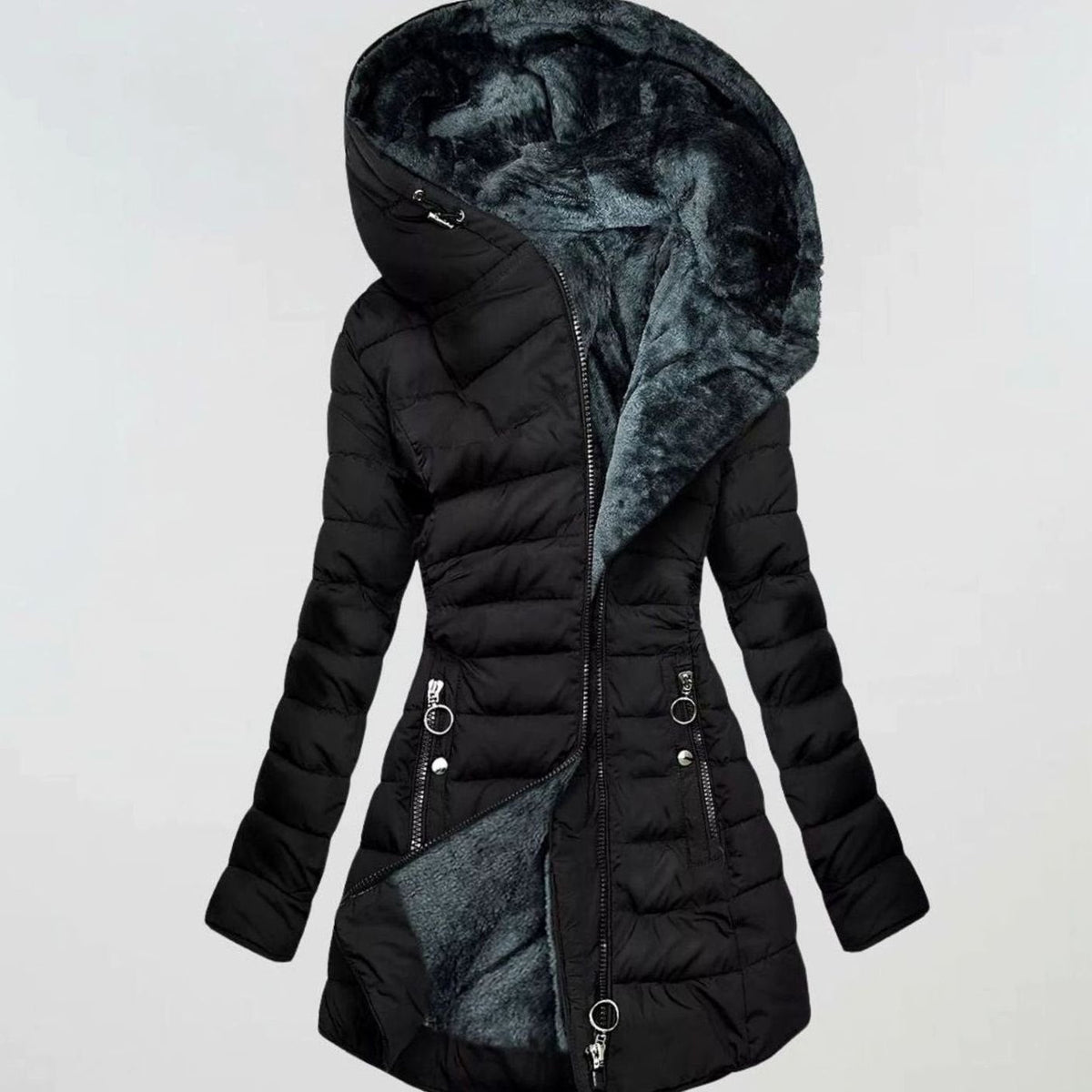 Women's Long Waterproof Puffer Jacket | Hooded Tailored Fit